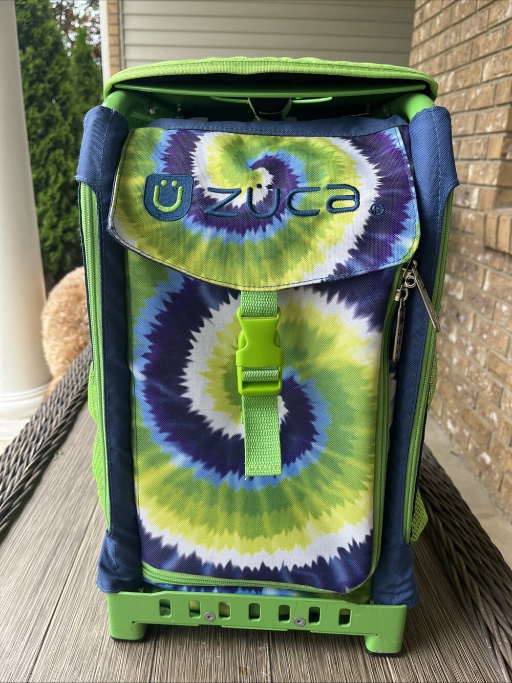 Zuca Tie Dye Green Frame Bag Hockey/Figure Skate Bag Roller Light Up Wheels